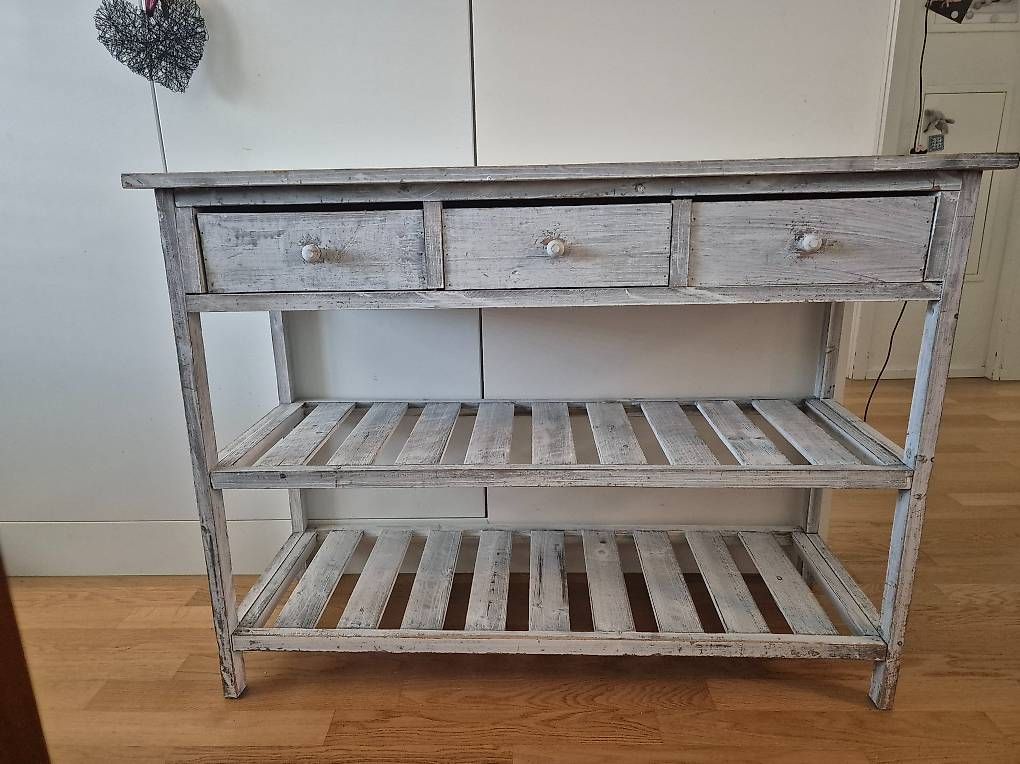 Cassettiere: Shabby-Chic Möbel mit 3 Schubladen & Ablageflächen, Grau – Usato da Kriens venduto da Moana89 2