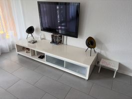 INTERIO TV-Lowboard weiss Hochglanz mit Glasfront 