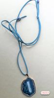 Halsband Achatplatte blau