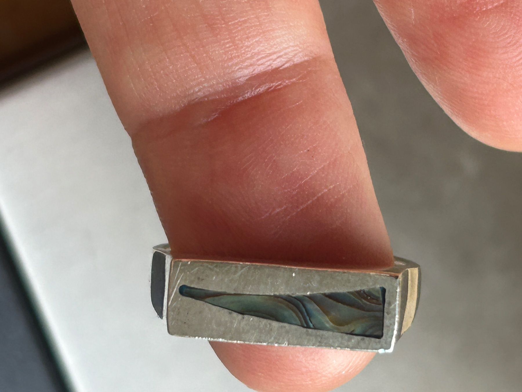 Anelli: Silberring Muschel-Einlage, Grösse 59, Vintage Chic – Usato da Basel venduto da bellespirit 8