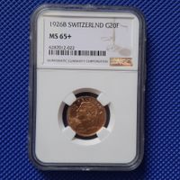 20 Francs Vreneli 1926 MS 65+ RARE