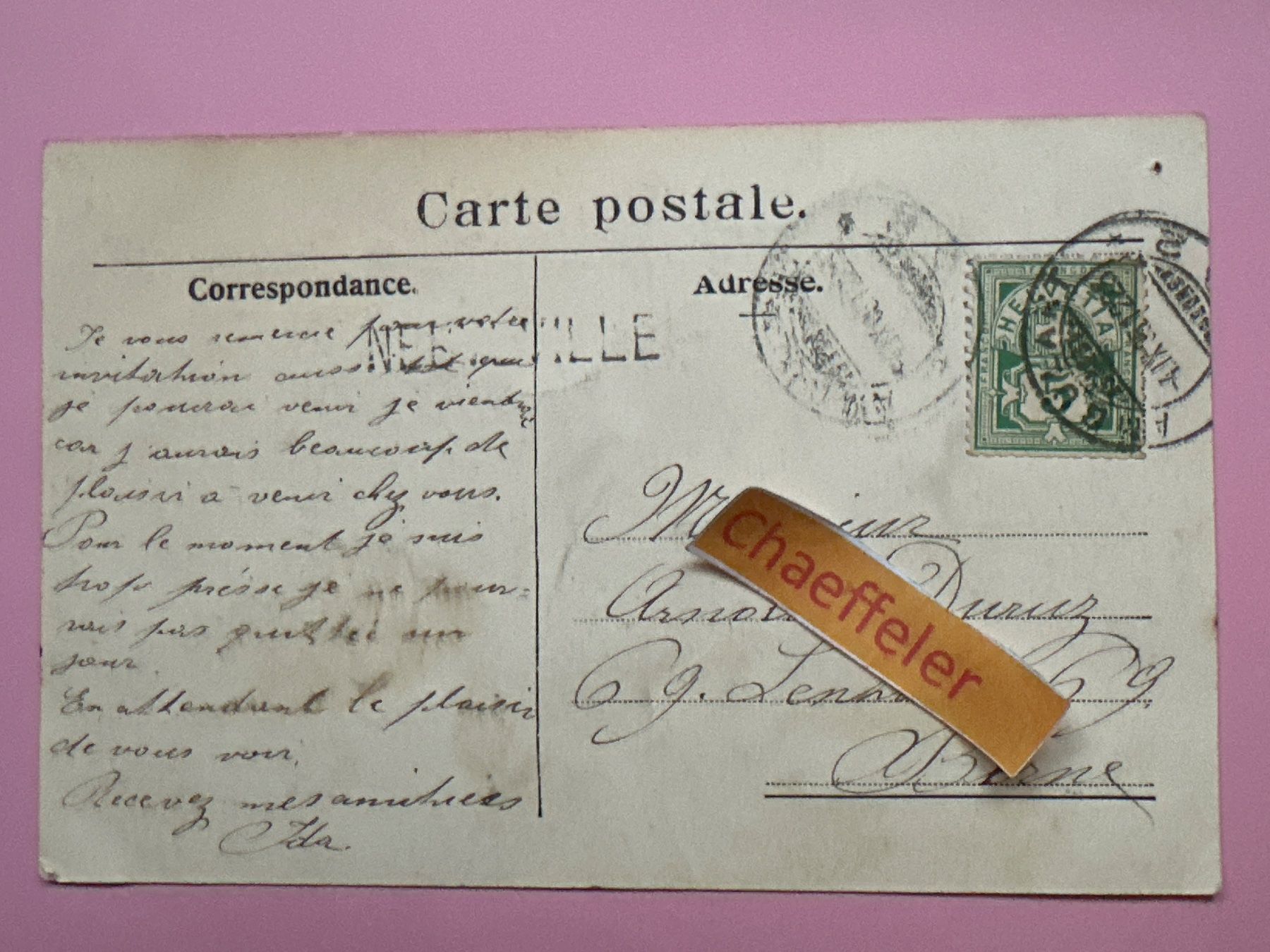 Ansichtskarten: 1906 Neuveville – Gebraucht aus Zürich von Chaeffeler 1
