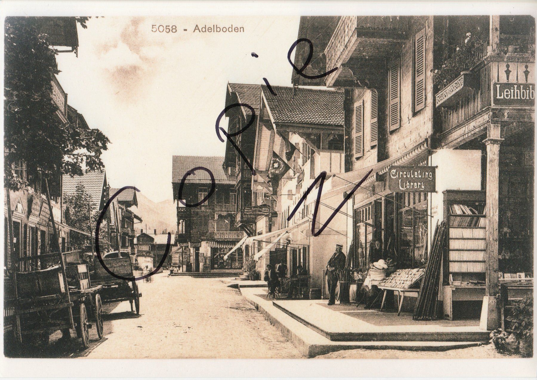 Ansichtskarten: Adelboden - Dorfleben um 1900 – Gebraucht aus Fällanden von Blausegelfliege 1