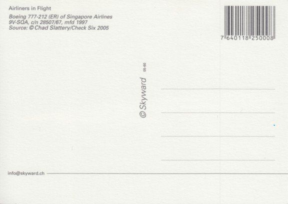 Cartoline postali: Boeing 777, Singapore Airlines – Usato da Zuerich venduto da OceanLinerPostcards 1