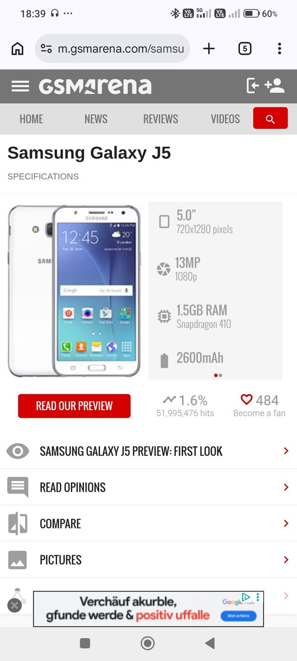 Samsung Handys / Smartphones: Samsung Galaxy J5 – Gebraucht aus Baden von p2t2b2 7