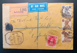 INDIEN, Zensur R - Lupo Brief, LAHORE - ENGLAND 1944