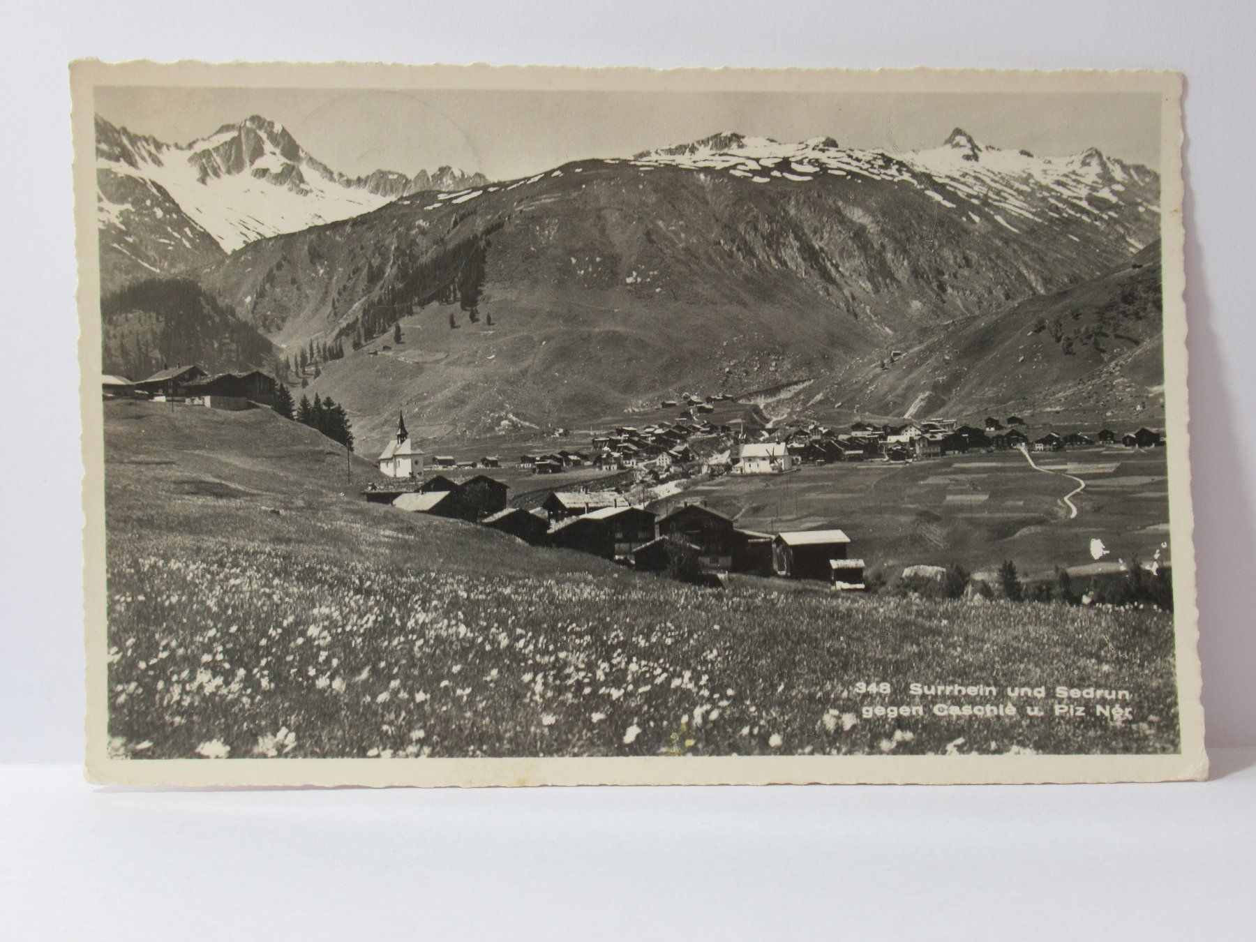 Cartoline postali: Surrhein und Sedrun , Kirche  1949 – Usato da Grenchen venduto da Bluemchen1900