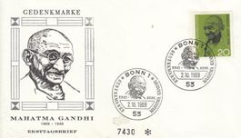 Mahatma Gandhi Gedenkmarke 1869-1948 FDC