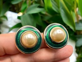 Vintage emaillierte Ohrringe, Cabouchon Luxus-Modeschmuck