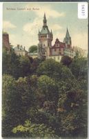 Schloss Castell mit Ruine - Litho