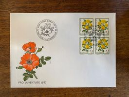 Pro Juventute 1977 - Ersttagsbrief mit Rosen-Briefmarken!