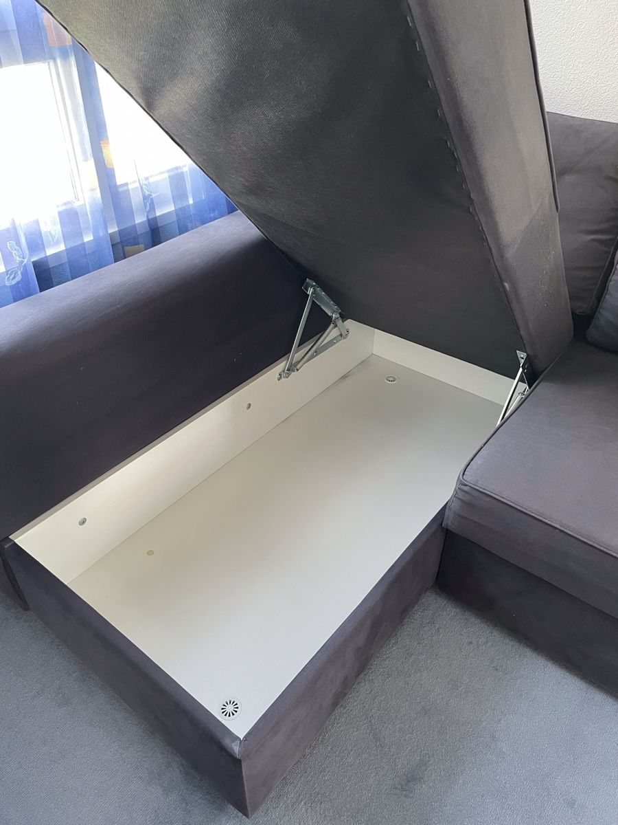 Ikea Divani: Graues Ecksofa mit Bettfunktion und Stauraum, Ikea Manstad – Usato da Küsnacht ZH venduto da Asailor 3