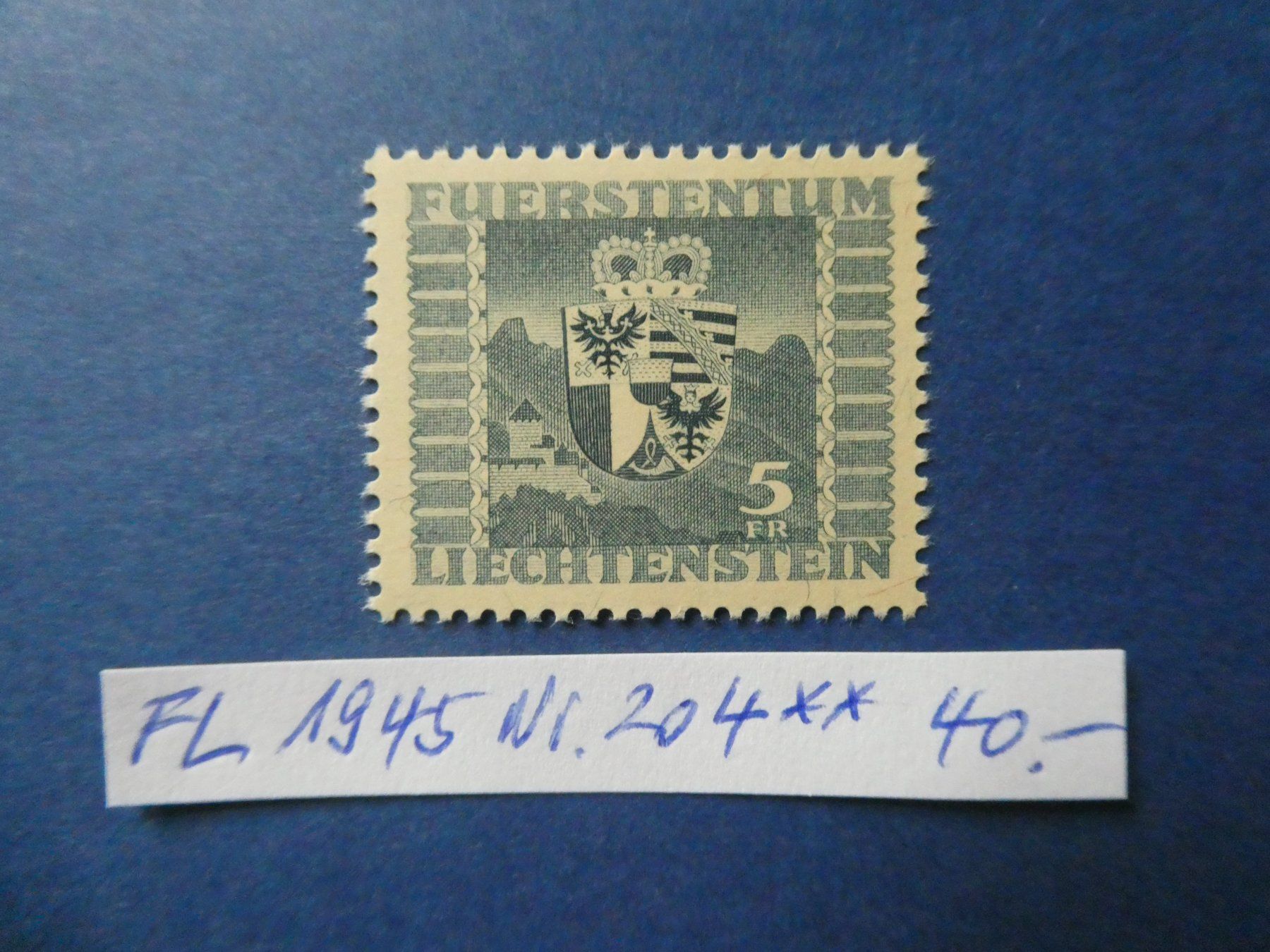 Tutti i francobolli: FL 1945 Nr. 204 postfrisch ** – Usato da Lausen venduto da Herbamare01