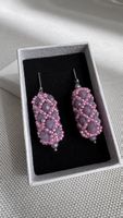 Ohrringe mit Perlen und Rosa/Lila Steinen neu 5cm S925