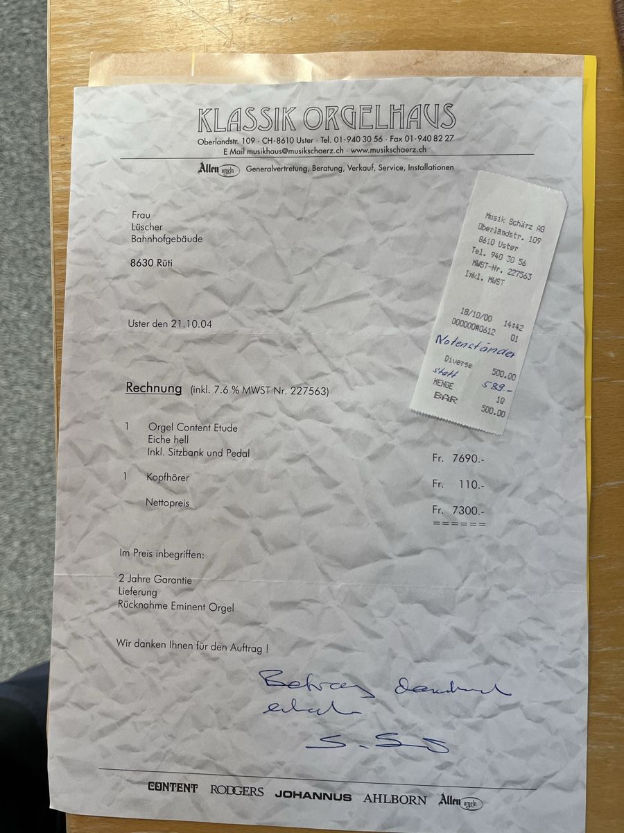 Strumenti musicali: Orgel Content Etude, Eiche hell, inkl. Sitzbank - Top Zustan – Usato da Rüti ZH venduto da Walti0 3