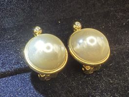 Vintage-Ohrringe Cabouchon Paris – Goldfarben
