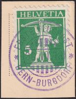 Tell-Knabe 1913: Nr.125III, violetter-O: BERN-BURGDORF +Flug