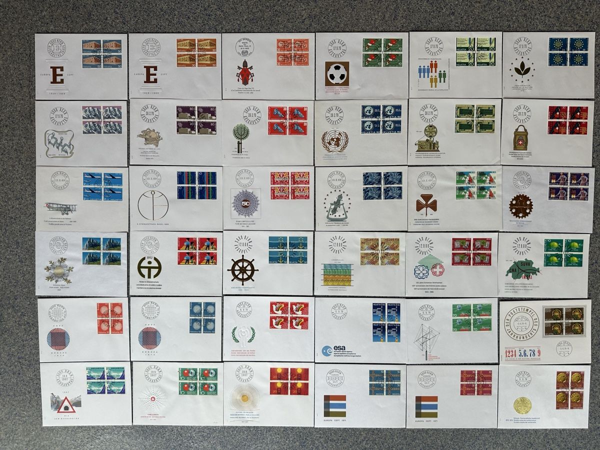 Alle Briefmarken: Schweiz - 36x 4er Block FDC hoher KW – Gebraucht aus Schmitten / FR von Samsara169
