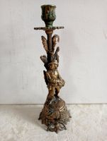 Antiker Kerzenständer Bronze Figur Bauer 694 Gr. Höhe 27 cm