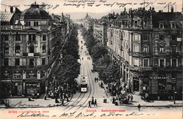 Belebte Bahnhofstrasse mit Strassenbahn - (1906) in Zürich