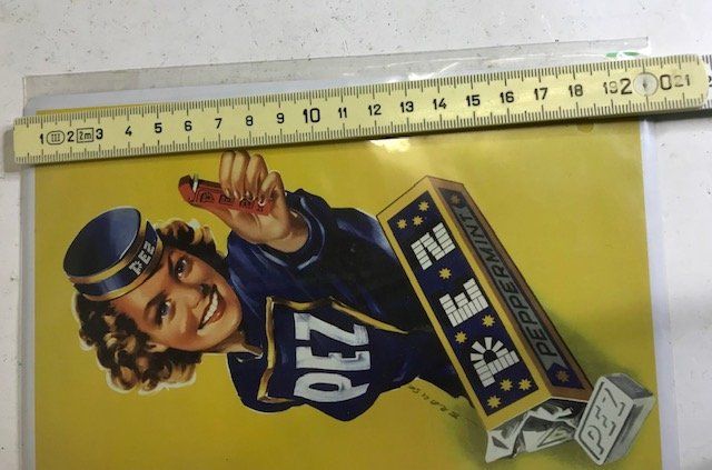 Ansichtskarten: grosse Metall-Postkarte Werbung PEZ – Neu (gemäss Beschreibung) aus Zürich von gigimai67 2