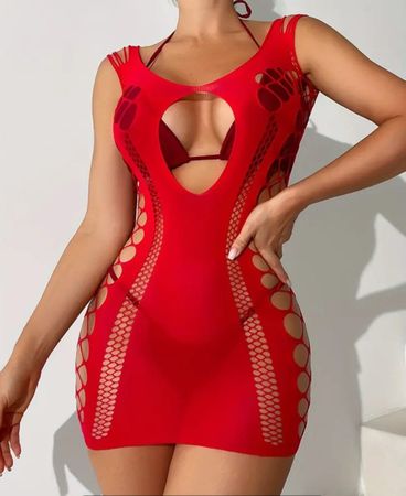 Rotes Sommer Strandkleid mit Cut-Outs, Grösse S/M, Neu!