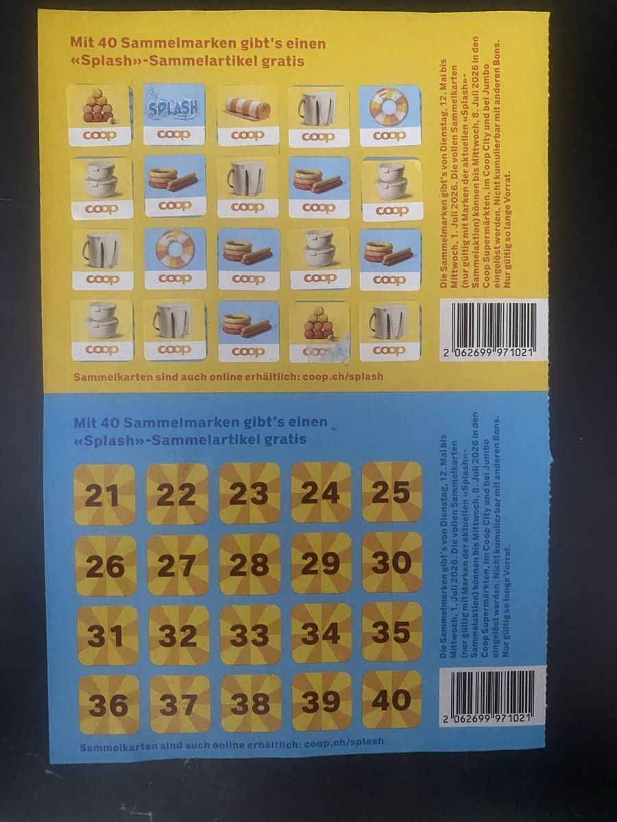 Coop Raccolte di bollini & punti: Coop Splash Sammelmarken 51 Stk. – Nuovo (secondo la descrizione) da Seewen SZ venduto da shaky01 1