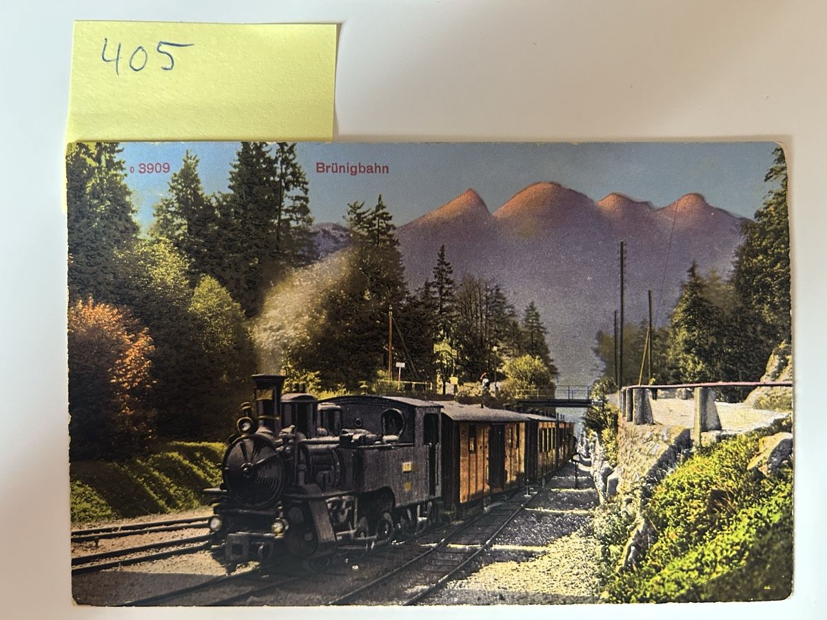 Cartoline postali: Ansichtskarte Brünigbahn mit Zug, 1912 – Usato da Niederwil AG venduto da dahu75