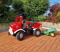 Feuerwehr Tretfahrzeug mit Anhänger u. Seilwinde Trettraktor