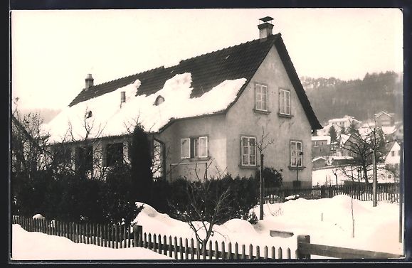 Cartoline postali: Foto-AK Affoltern, Wohnhaus im Schnee – Usato da Berlin venduto da bartko-reher