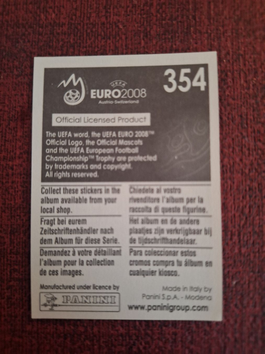Panini Sammelbilder & Trading cards: PANINI EM 2008 KARIM BENZEMA Nr. 354 – Gebraucht aus Balsthal von roh_dt72 1