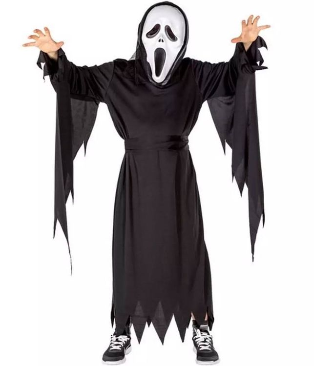 Scream Horror-Kostüm Für Kinder (Größe Mittel) – Mit Overall, Kapuze & Maske