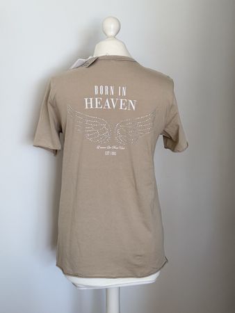 T-Shirt Born in Heaven Gr. M beige/hellbraun Neu