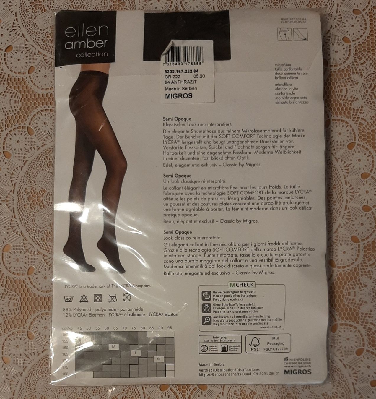 Ellen Amber Calze & Collant: Ellen Amber Semi Opaque 40den Strumpfhose Gr.L Anthrazit – Nuovo e nell'imballaggio originale da Amriswil venduto da Celini3 1