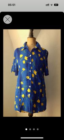 E., Bluse Tunika Crêpe- Stoff Vintage Mode neuwertig