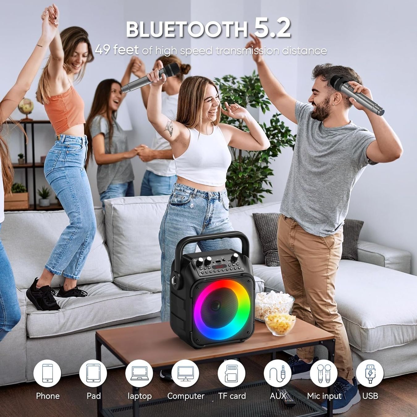 Casse acustiche: Karaoke Anlage 2 Mikrofone Bluetooth Lichteffekte PA – Nuovo e nell'imballaggio originale da Schaffhausen venduto da lou_w76n 1