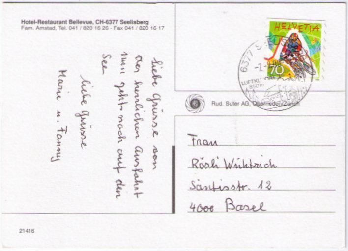 Cartoline postali: Seelisberg – Usato da Binningen venduto da Mountainrider 1