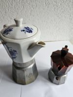 Cafetière italienne vintage avec motif floral bleu - Parf...