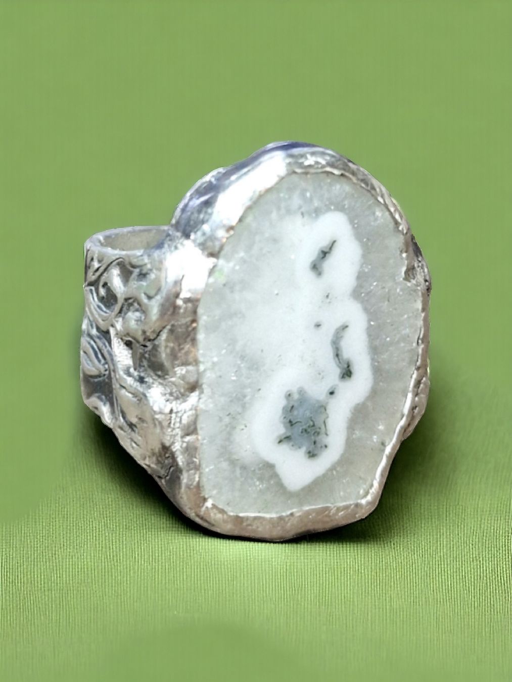 Anelli: Statement-Ring, Silber & Dendritenachat, Grösse 55 – Nuovo e nell'imballaggio originale da Aarau venduto da Schmuckhoehle_MD 1