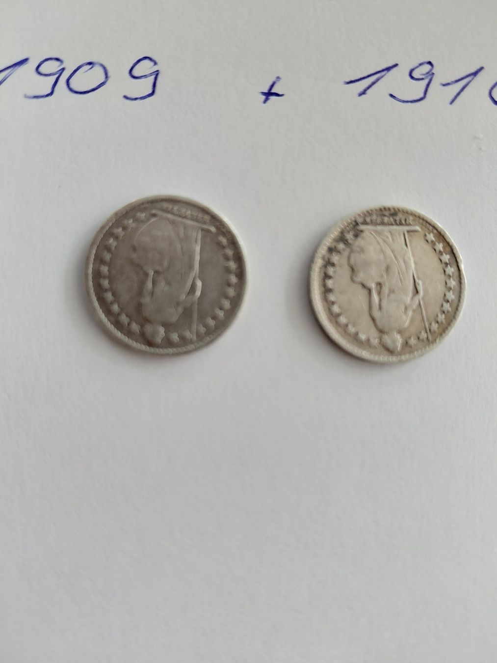 Tutti le monete: 2x 50 Rappen 1909 und 1910 – Usato da Bonaduz venduto da topolino052 1