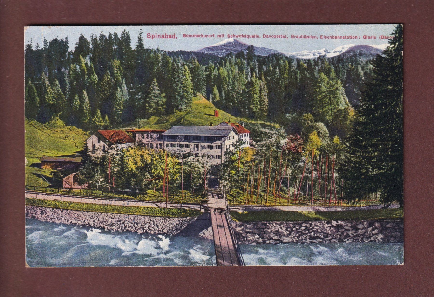 Cartoline postali: DAVOS-SPINABAD - 1927 Stempel // Falte // – Usato da Pully venduto da nicecards