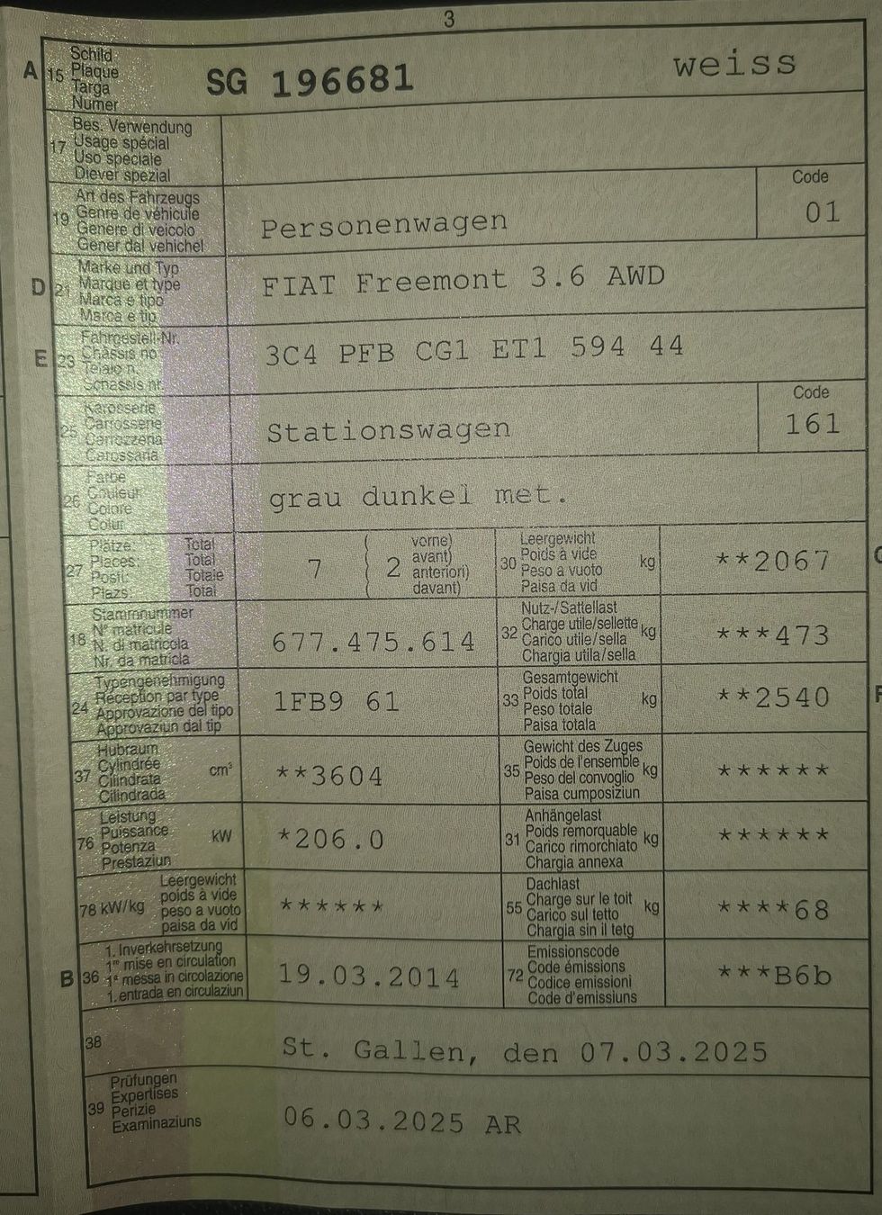 Fiat Autos: Fiat Freemont 3,6 Liter – D'occasion à Rüthi (Rheintal) par Chevy66 9