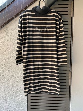 🖤 Robe pull marinière rayée noir & beige – Taille 38