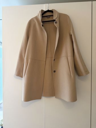 Damen Mantel Funk beige aus 100 Prozent Wolle Grösse M