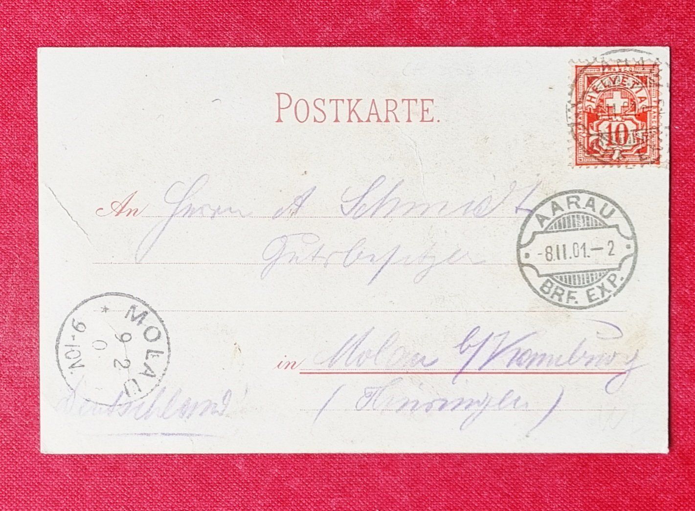 Ansichtskarten: Aarau  -  Haldenthor - Bahnhof - Post - Hotel Terminus 1901 – Gebraucht aus Rothrist von RROENK 1