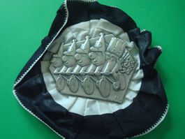 Fasnachtsplakette 1998 Zugsplakette Silber mit Rosette