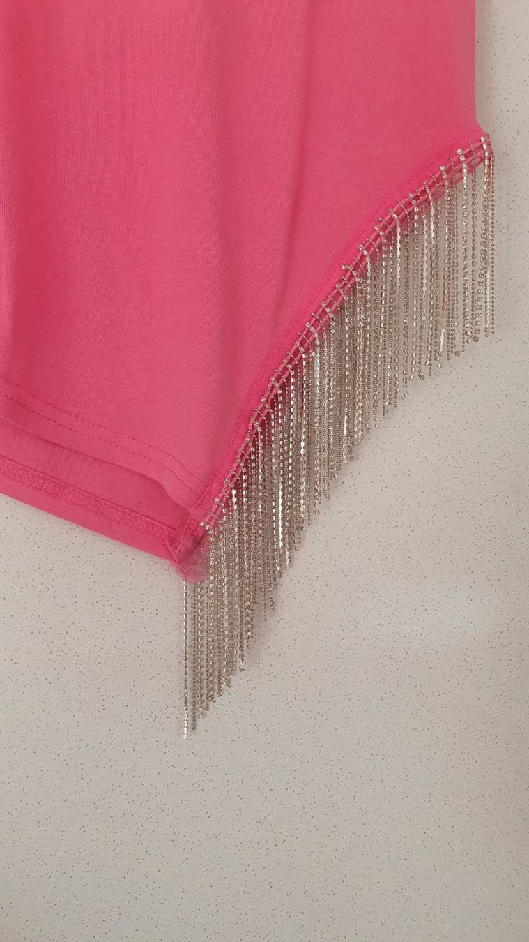 T-shirt: Tshirt rose détails franges argentées taille M – Nuovo (secondo la descrizione) da Versoix venduto da aline_b 1