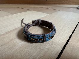 CRYSTAL REBEL - Leder Armband türkis-braun