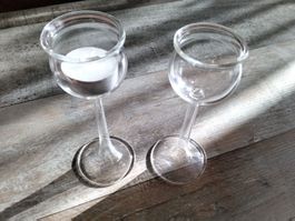 2 EDLE GLAS KERZENSTÄNDER