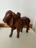 Handgeschnitzte Holzfigur, Ochse, Wasserbüffel, Deko, Vintag